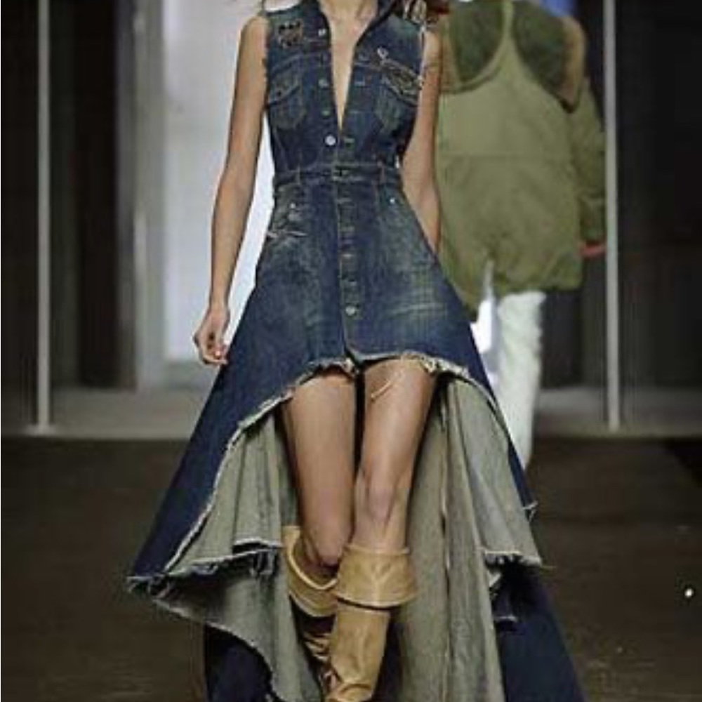 Denim high low sleeveless long trade dress